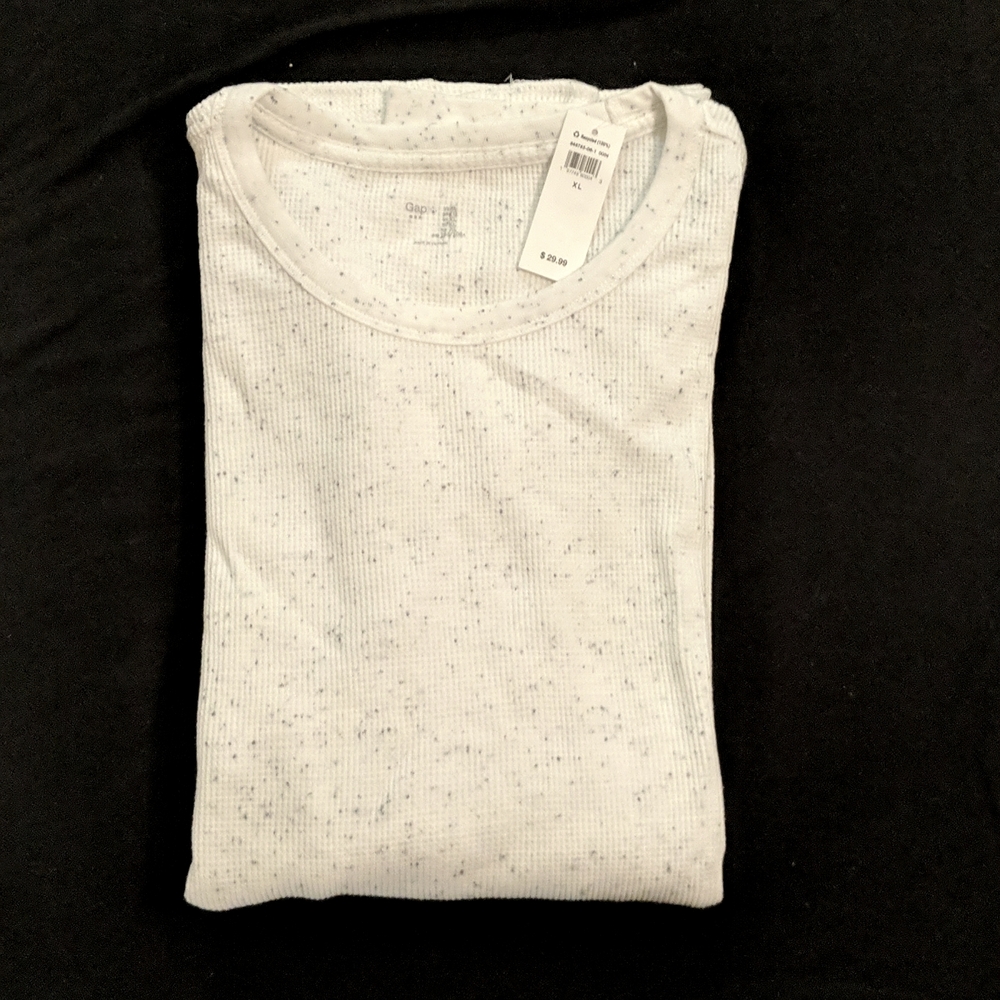 Gap Factory Mens Crewneck Thermal Tee, New, Off White, XL - Picture 2 of 4